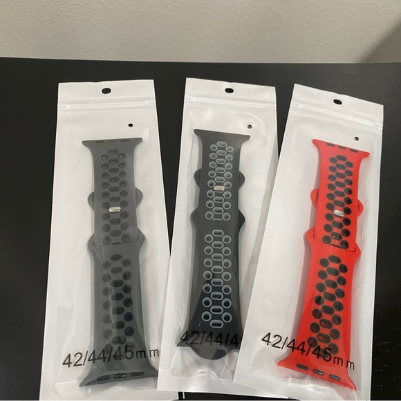 Replacement Watch Bands for Apple Watch Bundle Red Gray Black 42/44 - Picture 2 of 4